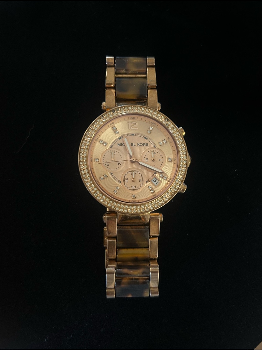 Michael Kors Parker MK5538 Rose Gold Tortoise Crystal Chronograph Watch